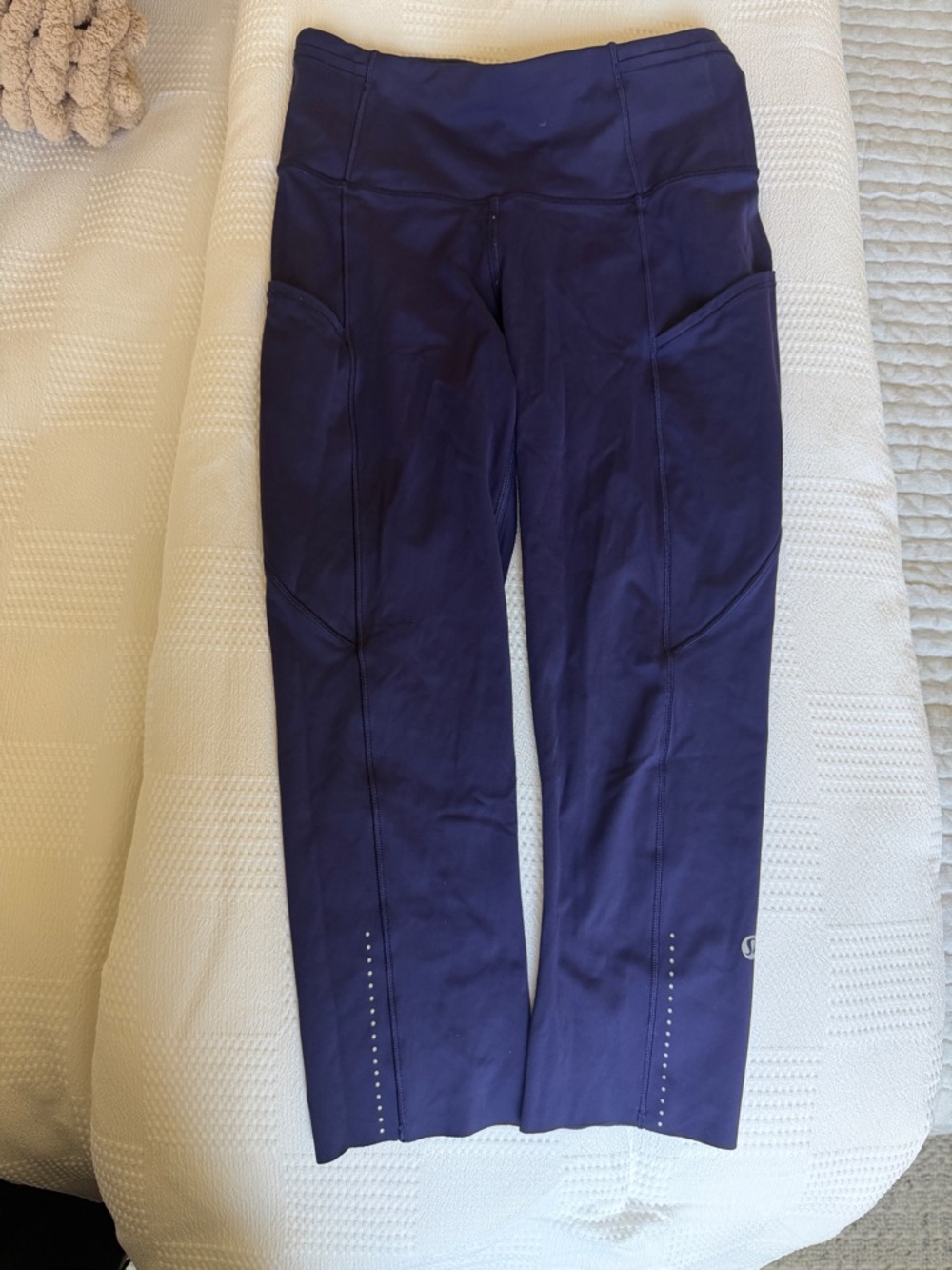 lululemon navy purple reflective athletic leggings